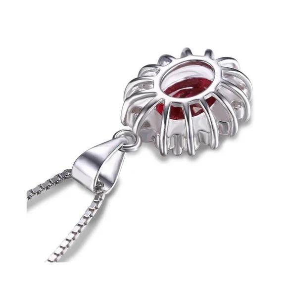 ❤️ 2.6ct Ruby Necklace - 925 Sterling Silver - Picture 7 of 10